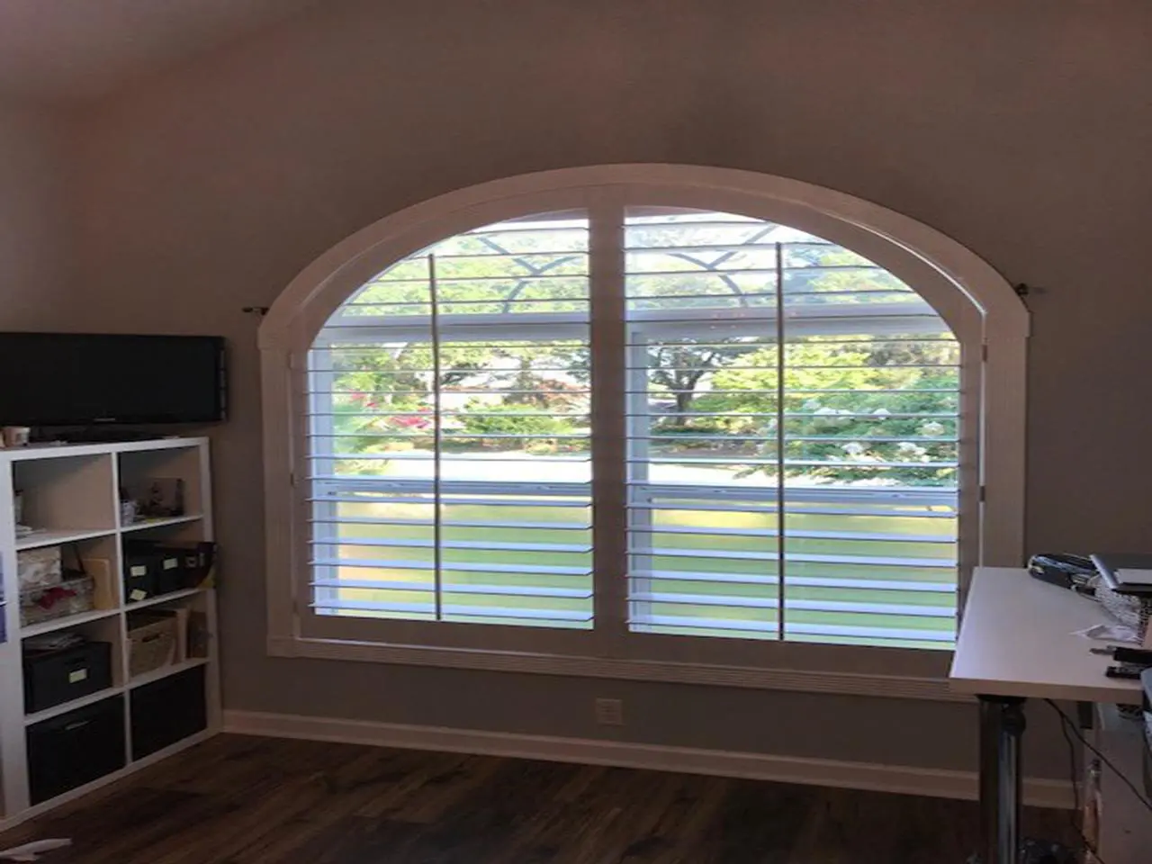 closeup interior window shutters