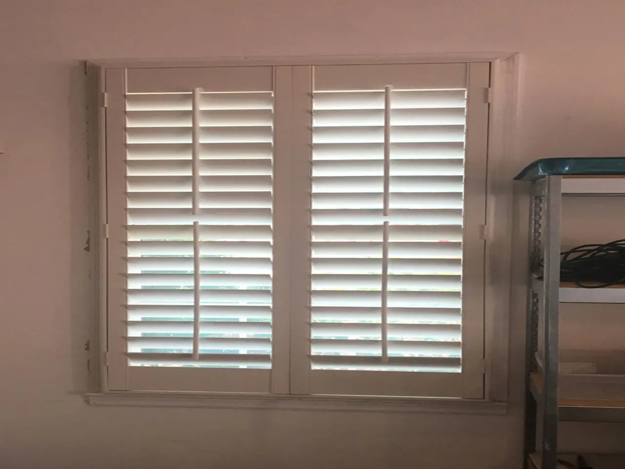 closeup interior window shutters