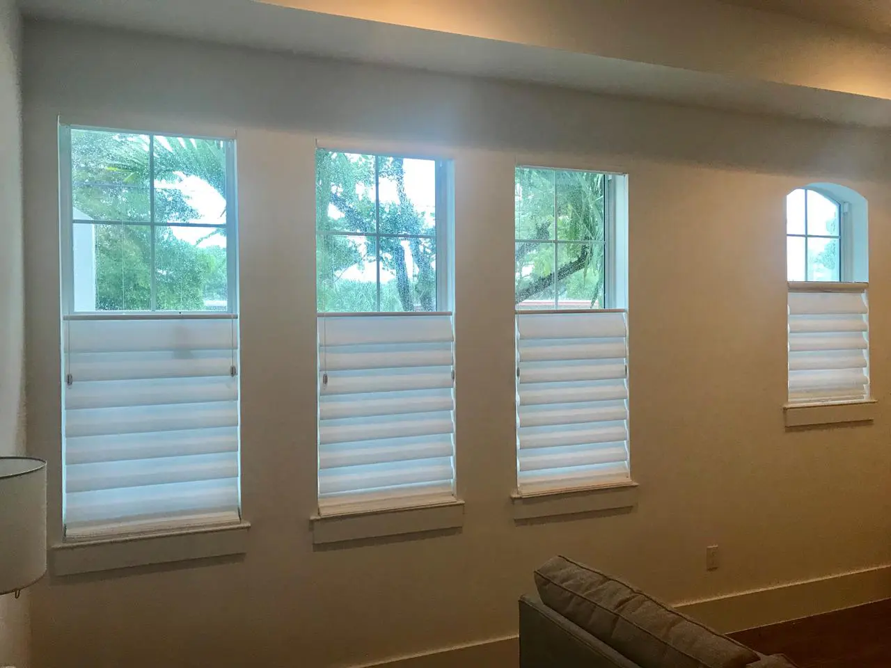 Vignette shades in living room