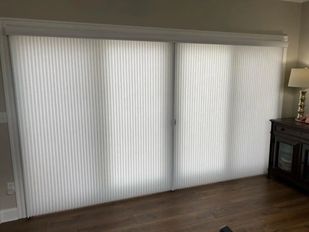 Luminette sheer panels on sliding glass doors
