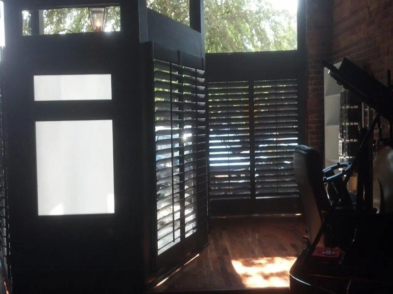 Office with stained shutters