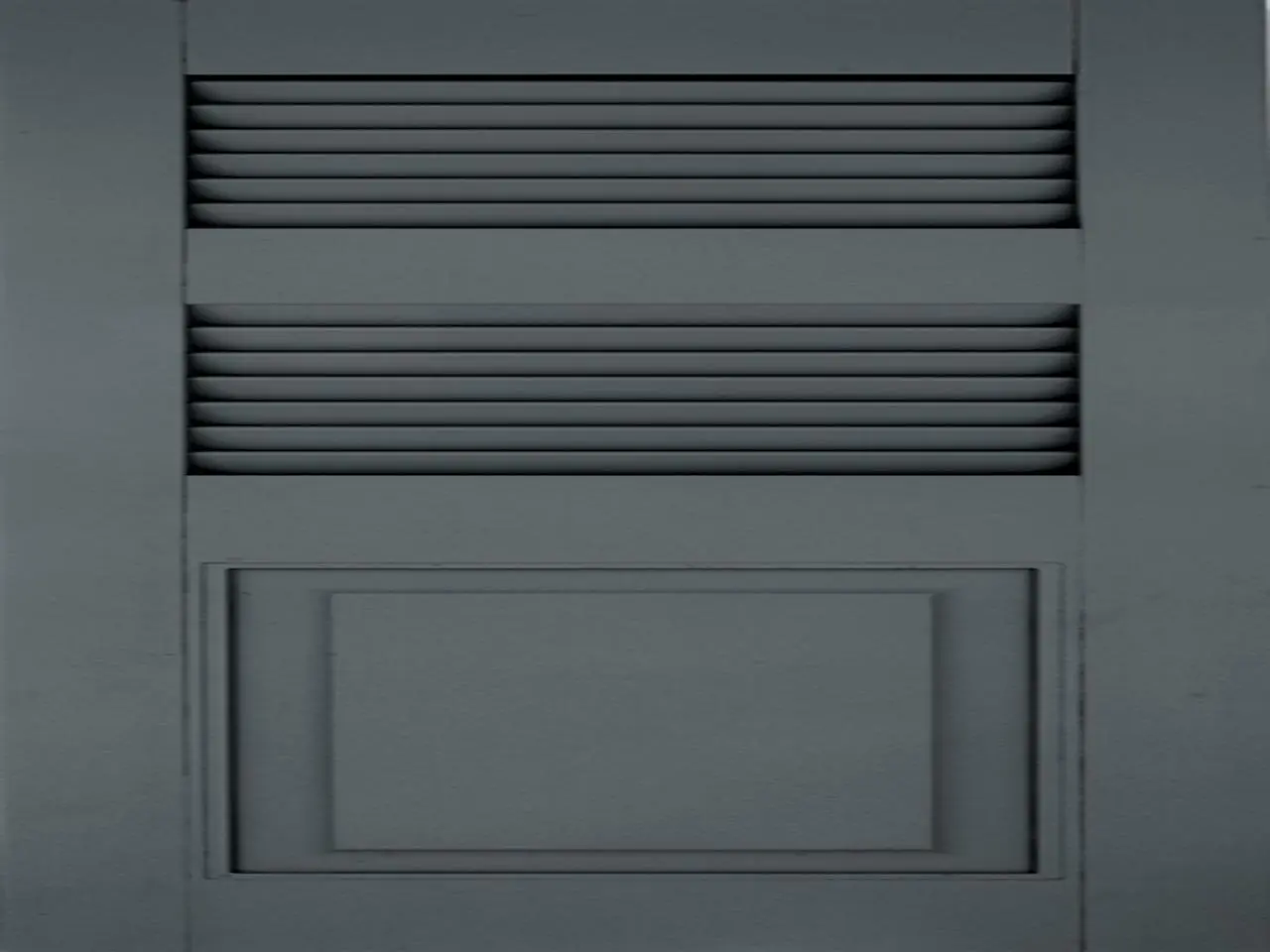 Grey raised panel and louvered shutters combination