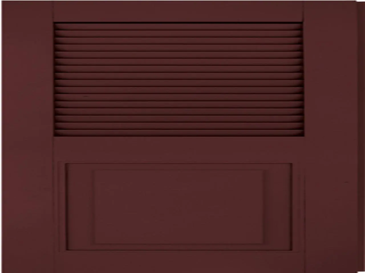 Wine colored louvered and raised panel combination shutters