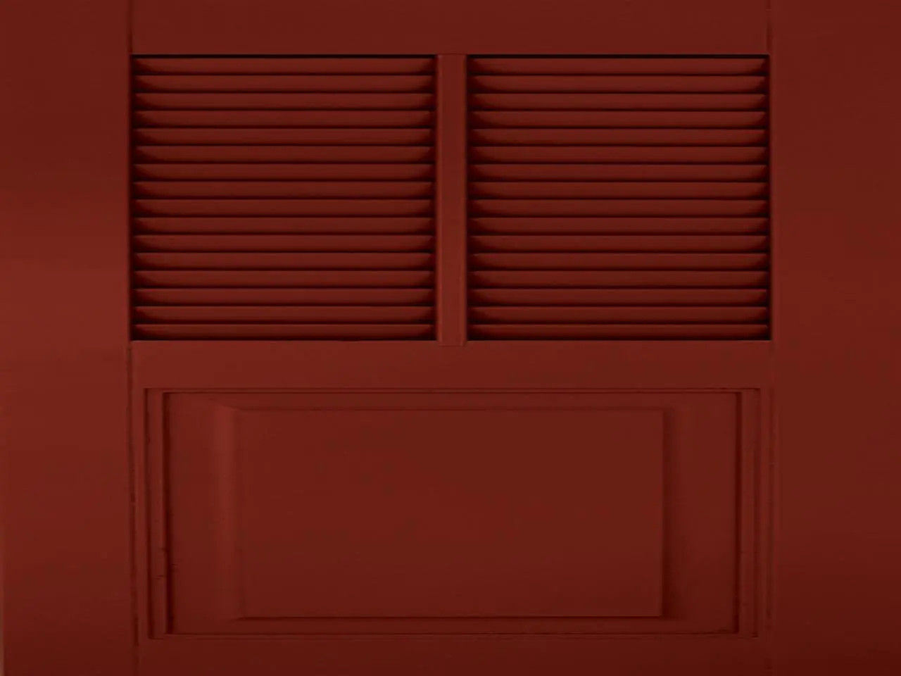 Red louvered and raised panel shutter
