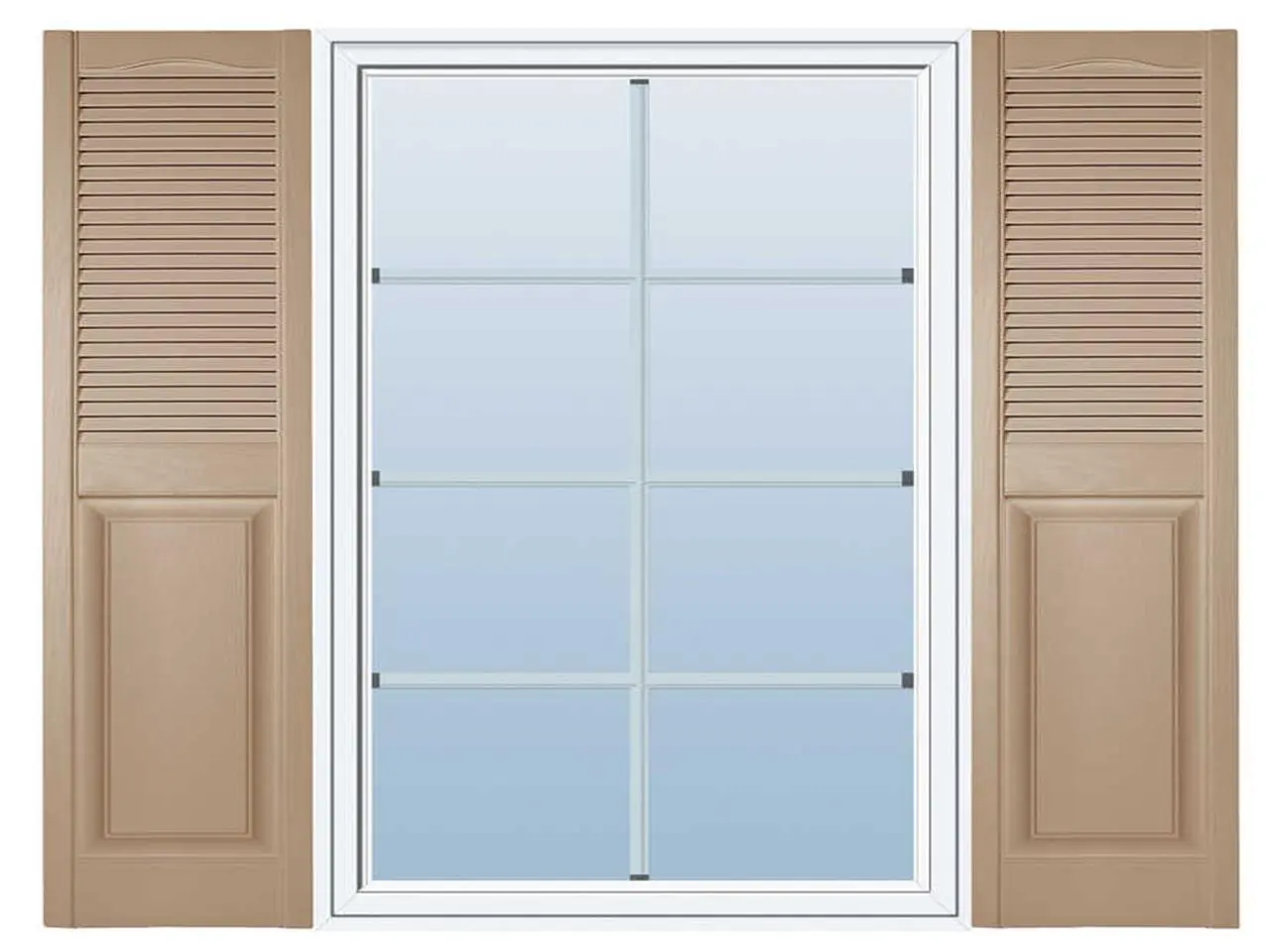 Set of shutters with louvered tops and raised panel bottoms