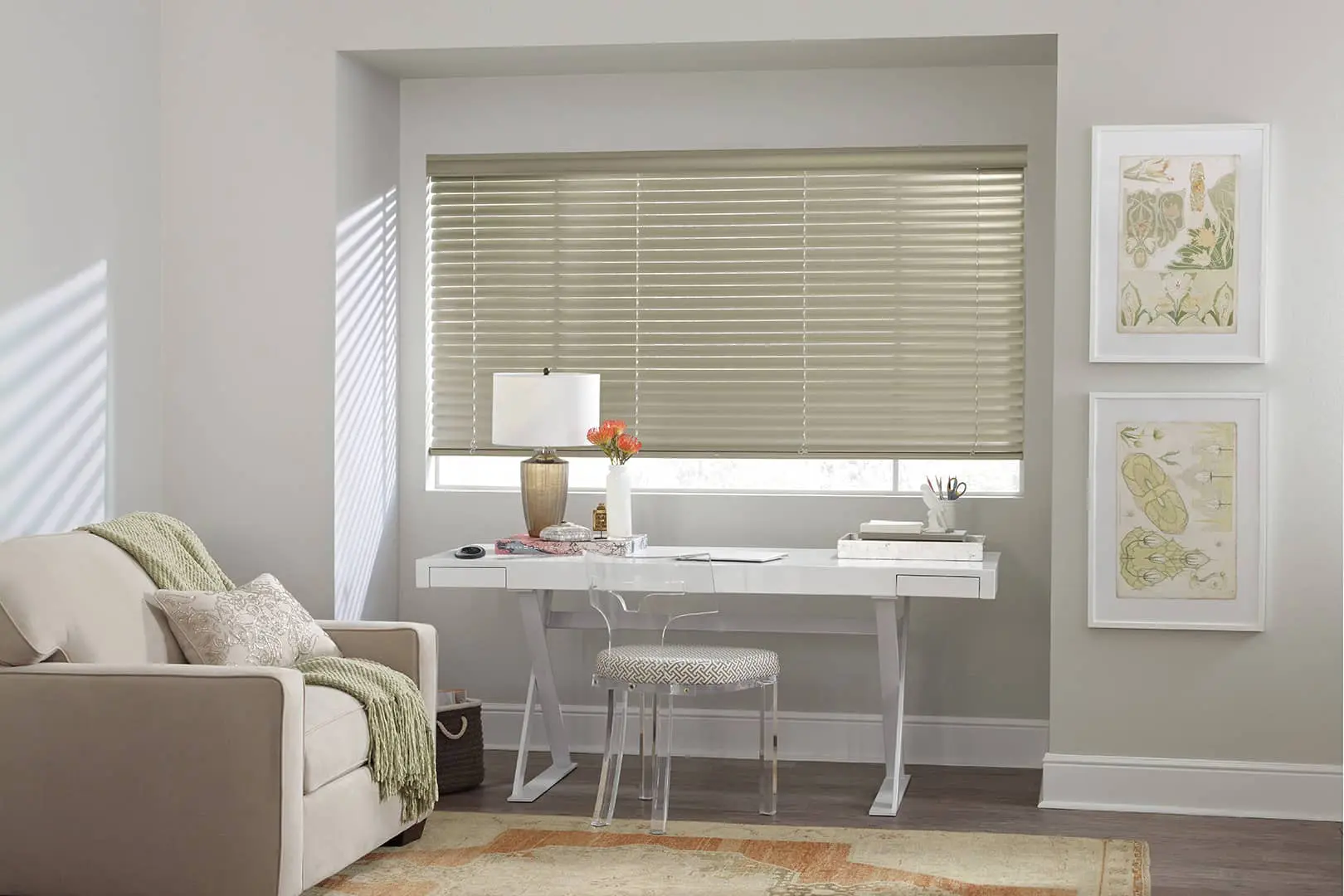 modern window blinds in a sitting room
