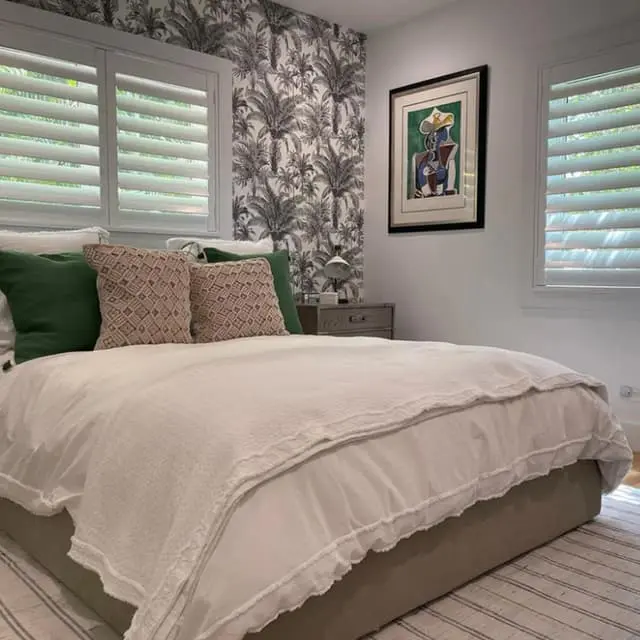 plantation shutters in a bedroom