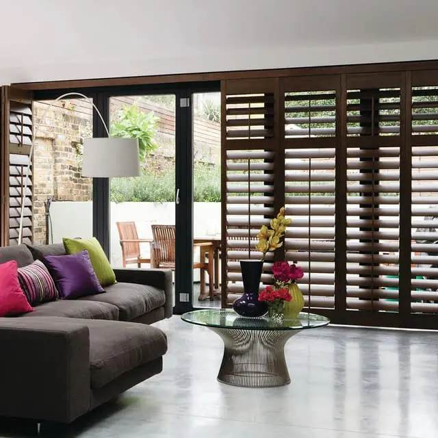 plantation shutters on sliding glass doors