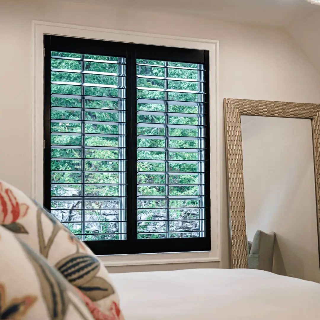 plantation shutters painted black