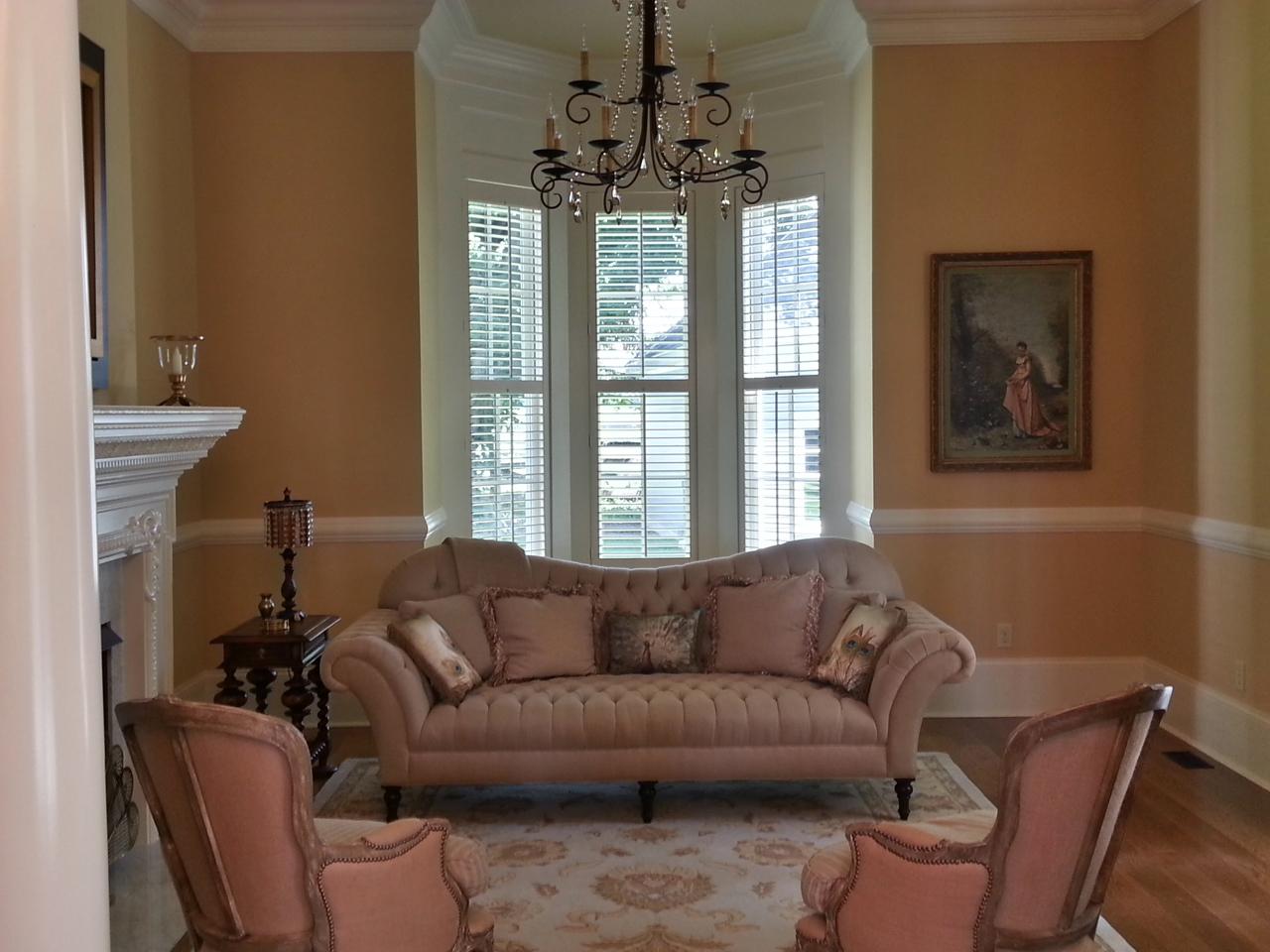 Traditional 1 1/4" shutters on bay window