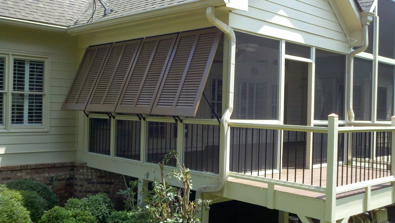 Bahama shutters on screened porch