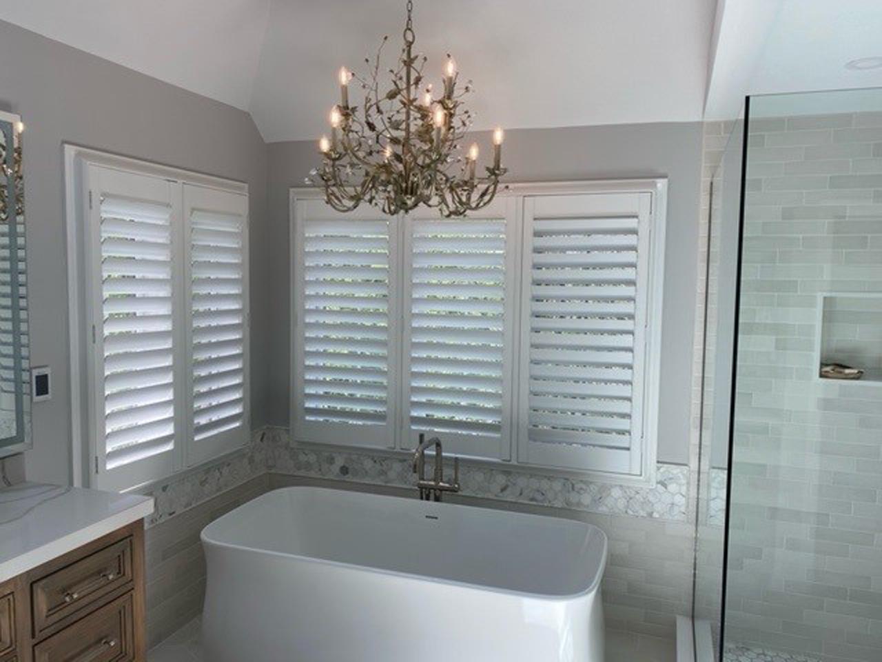 LouverWood Shutters over in a bathroom