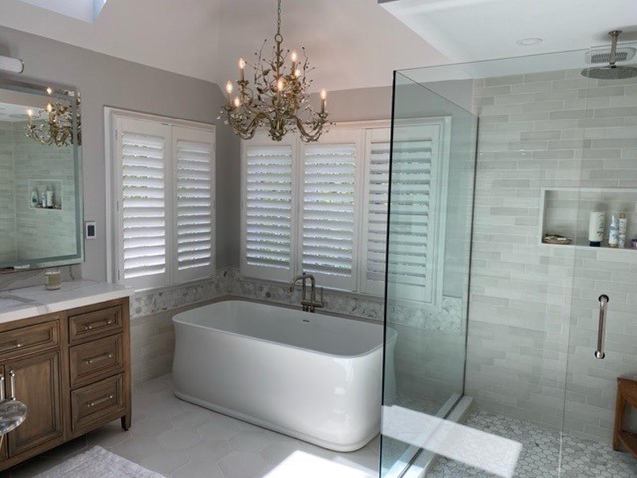 Faux Wood shutters in a bathroom