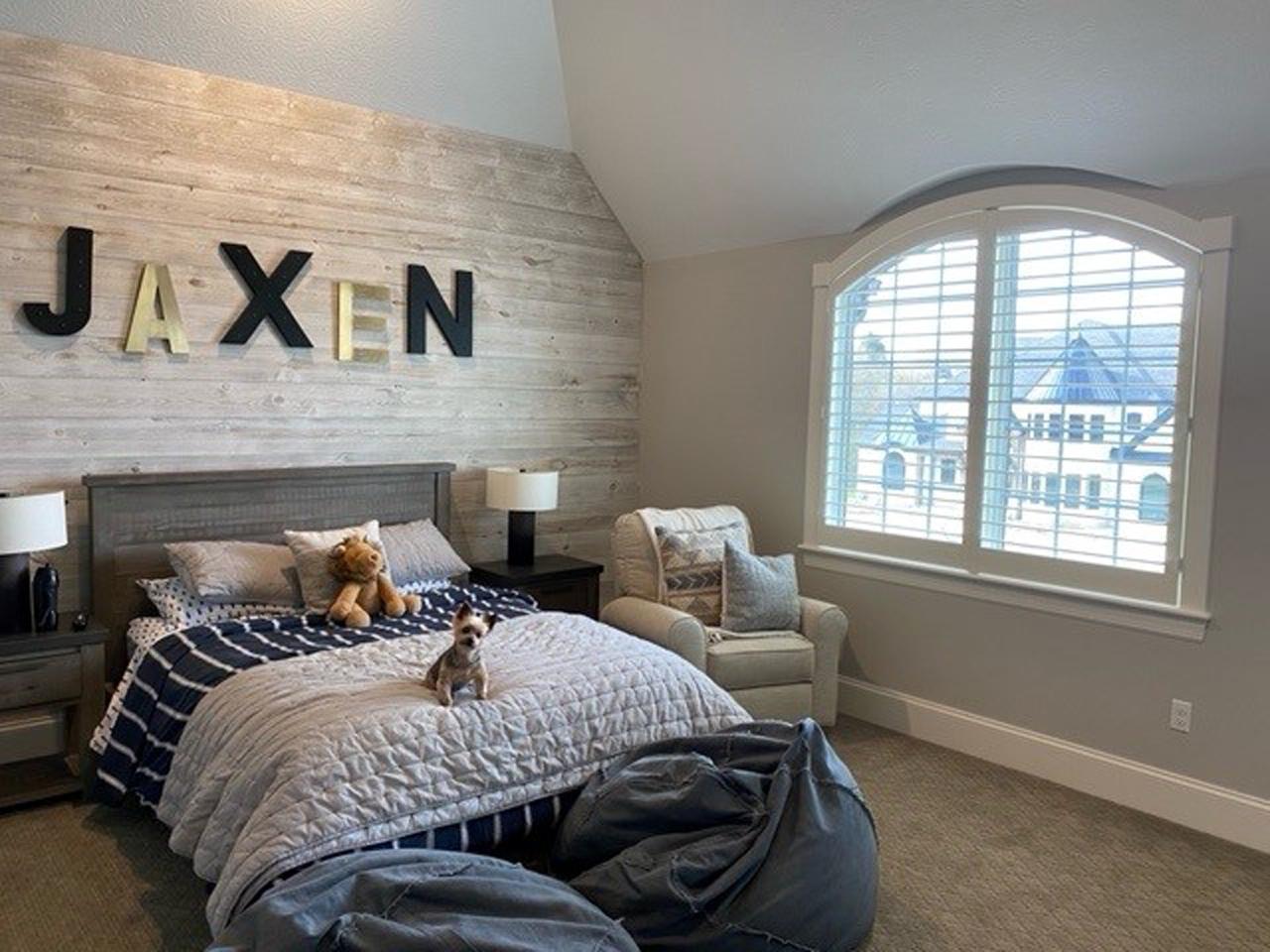 Classic wood shutters in child's room