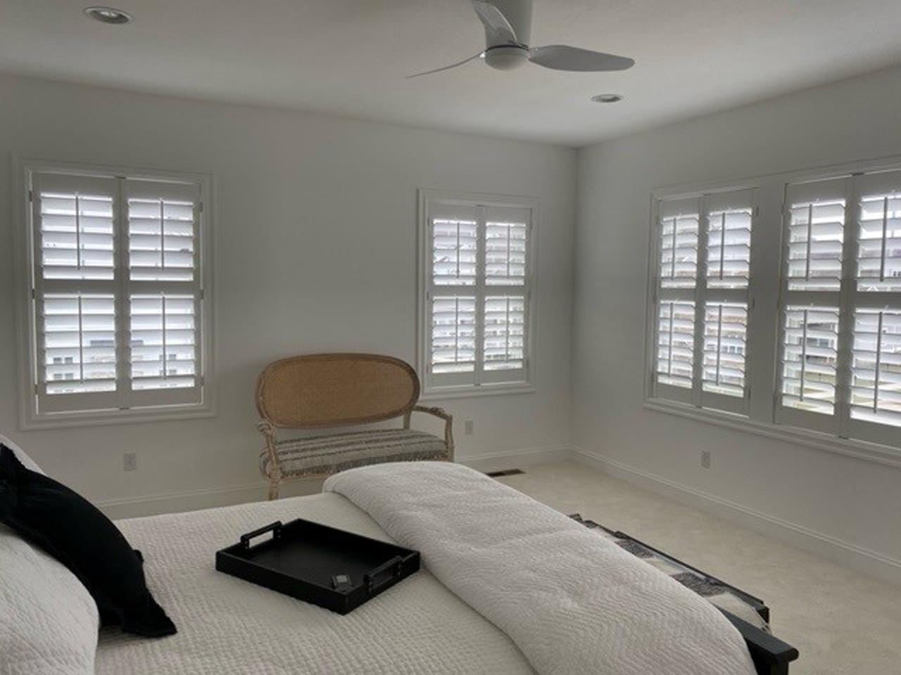 Louverwood shutters in a bedroom