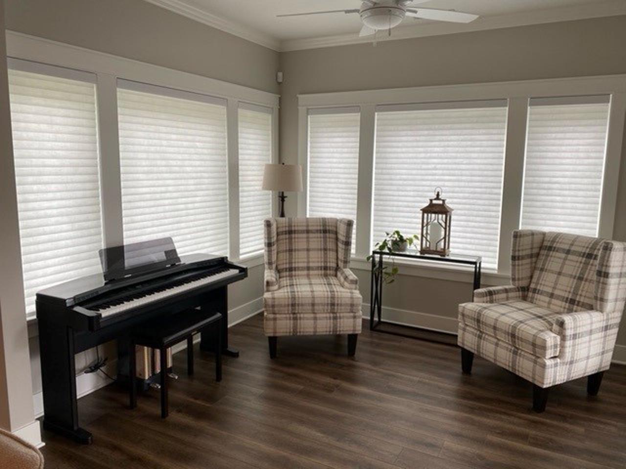 Cellular shades in living room