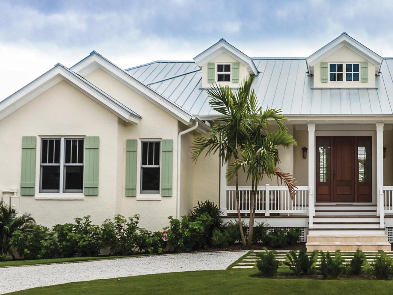 Board and batten shutters on beach house