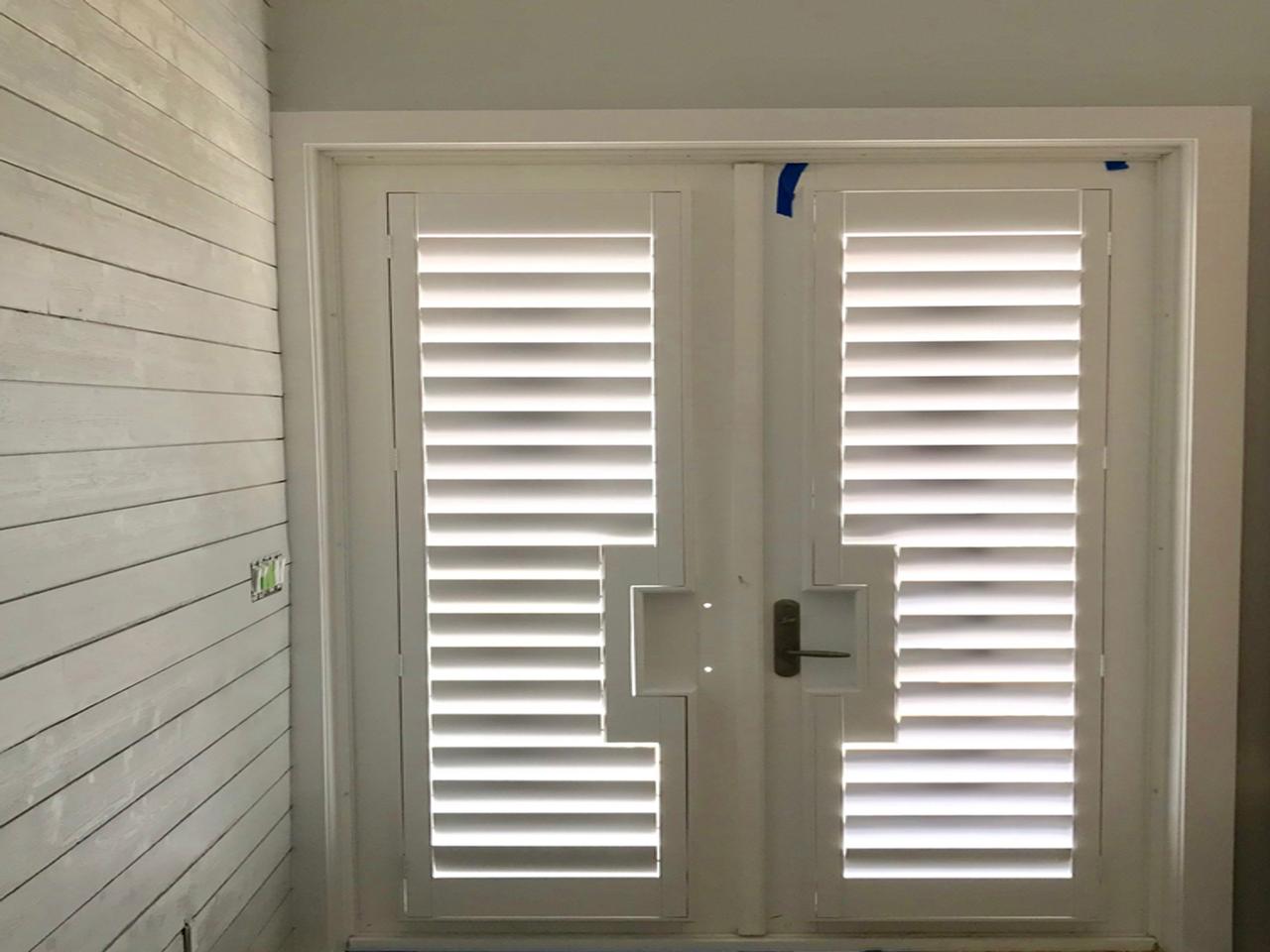 French doors with plantation shutters