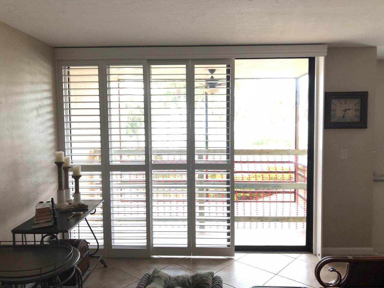 Sliding glass doors with bypass shutters