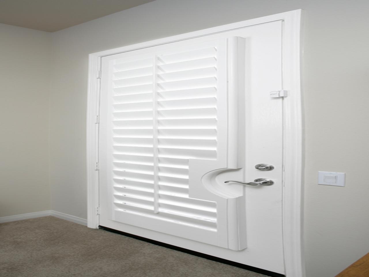 French door with plantation shutters