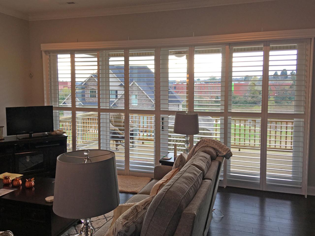 Bypass shutters on sliding glass doors