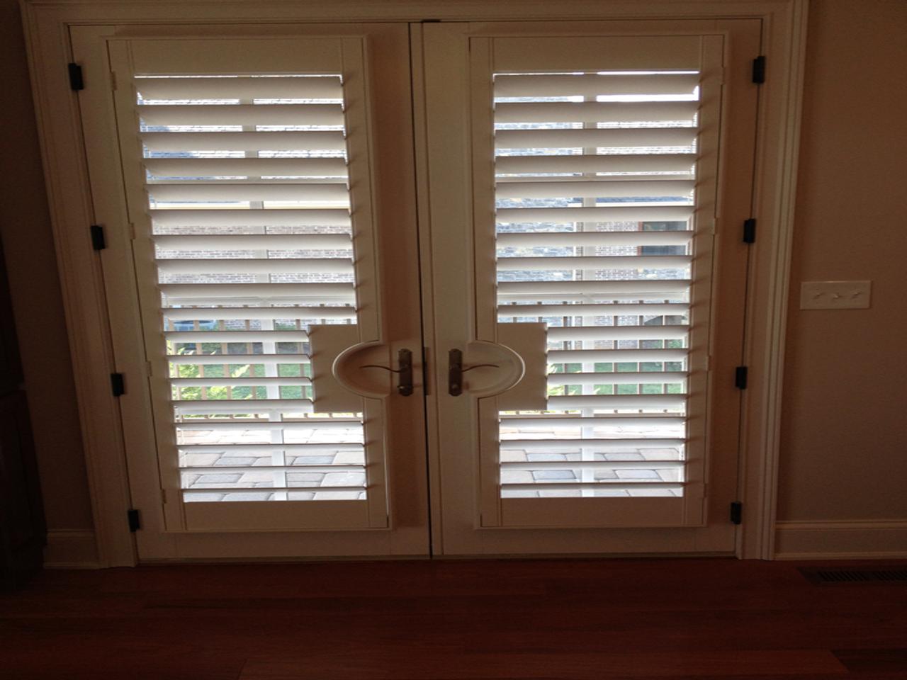 French doors with interior shutters