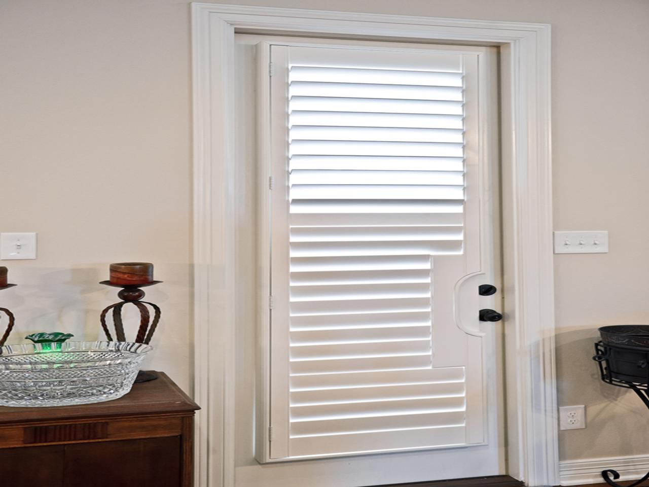 French door with plantation shutters