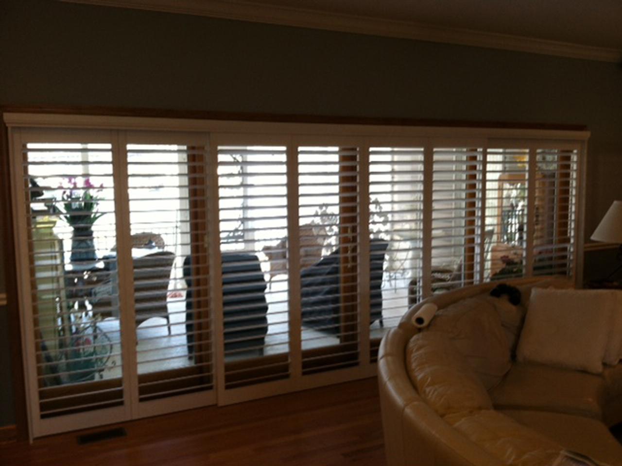 Bypass shutters on window and French doors