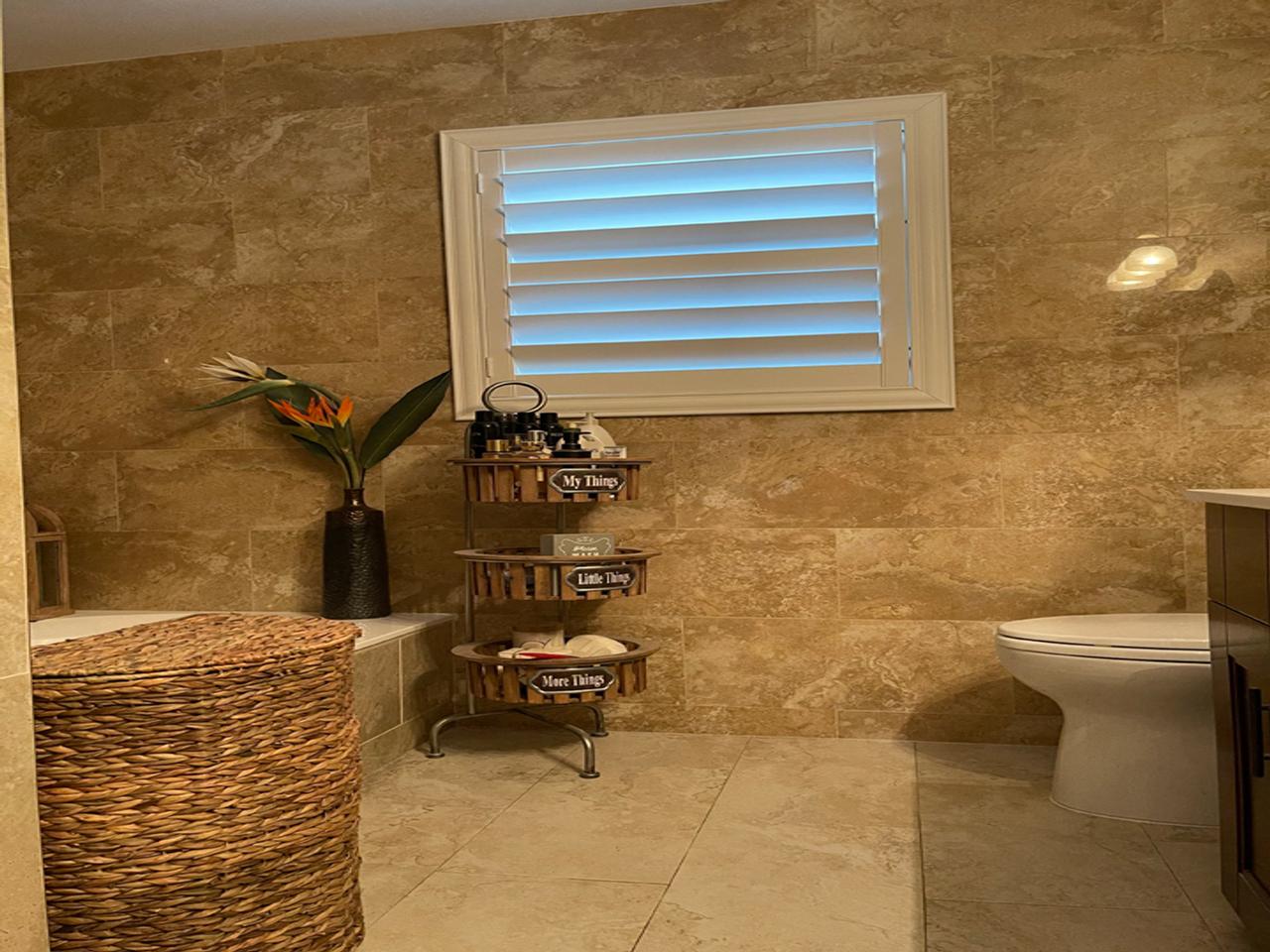 Louverwood shutters in a bathroom