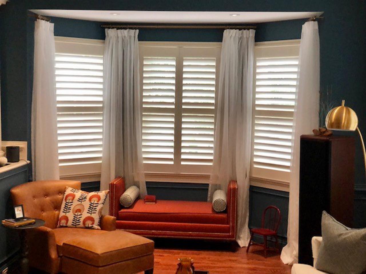 Louverwood shutters bay window