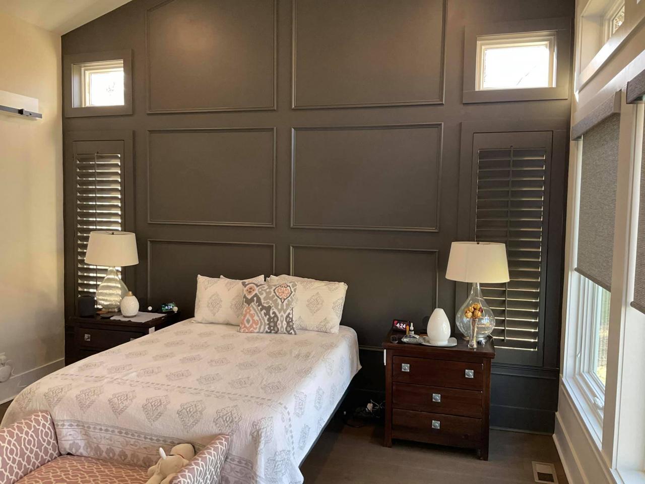 Stained Heritage Shutters in a bedroom