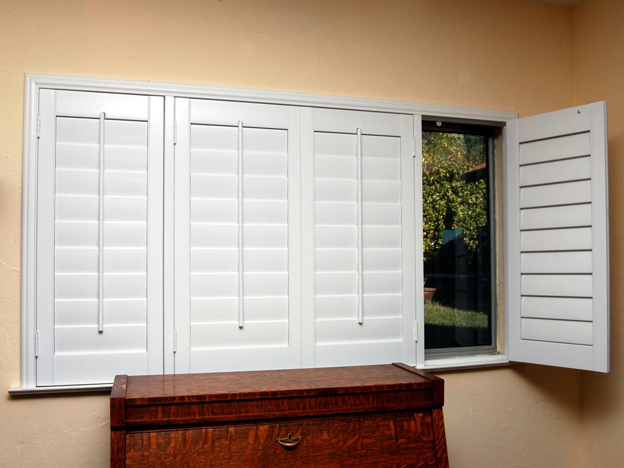 closeup interior window shutters