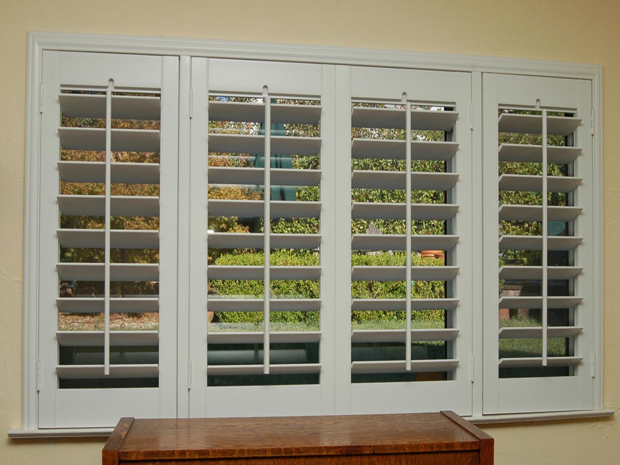 closeup interior window shutters