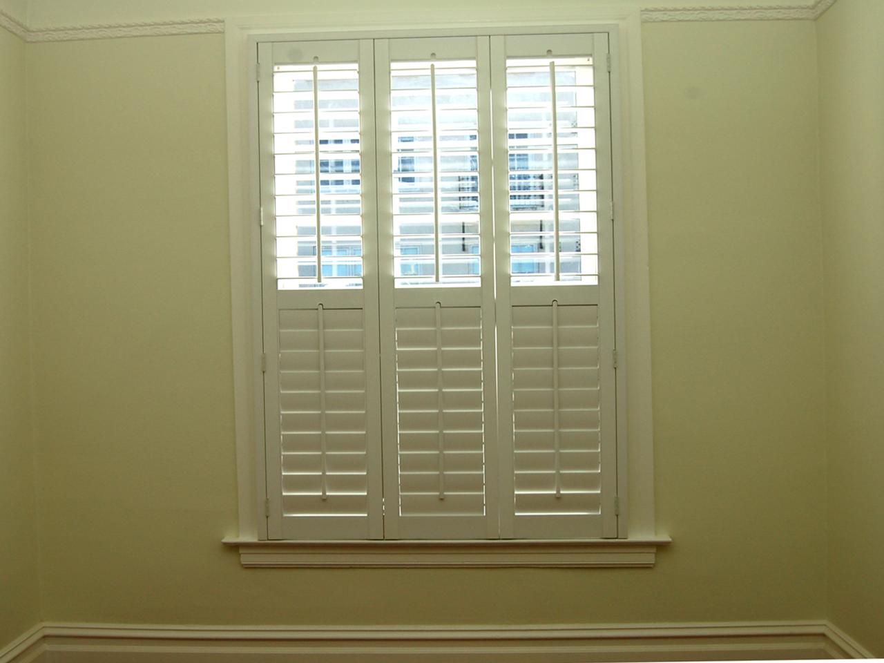 closeup interior window shutters