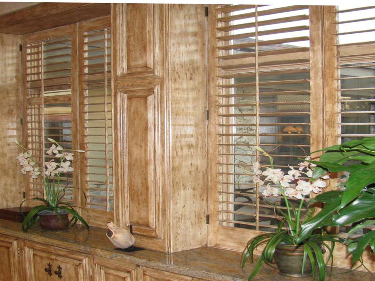 closeup interior window shutters