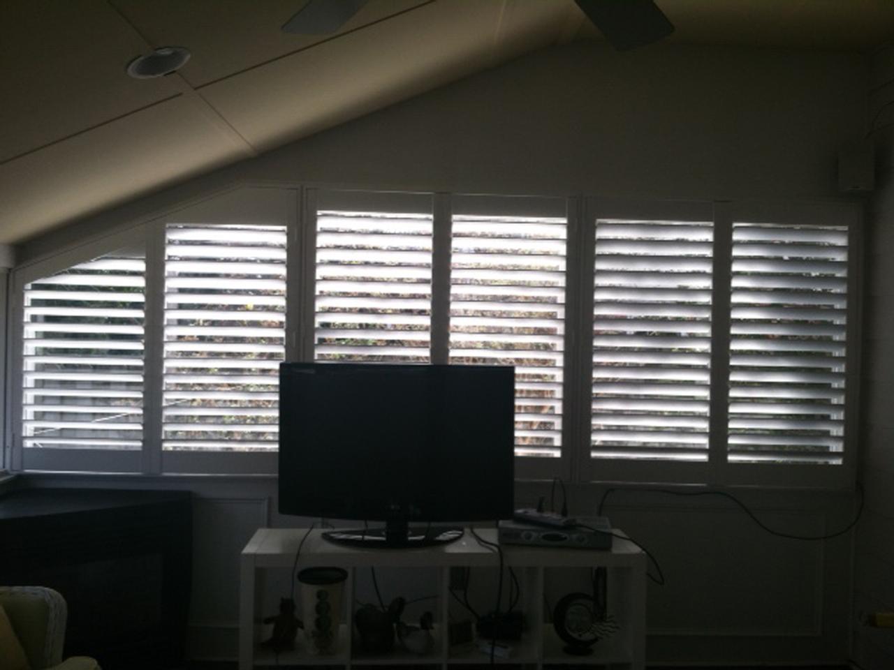 closeup interior window shutters