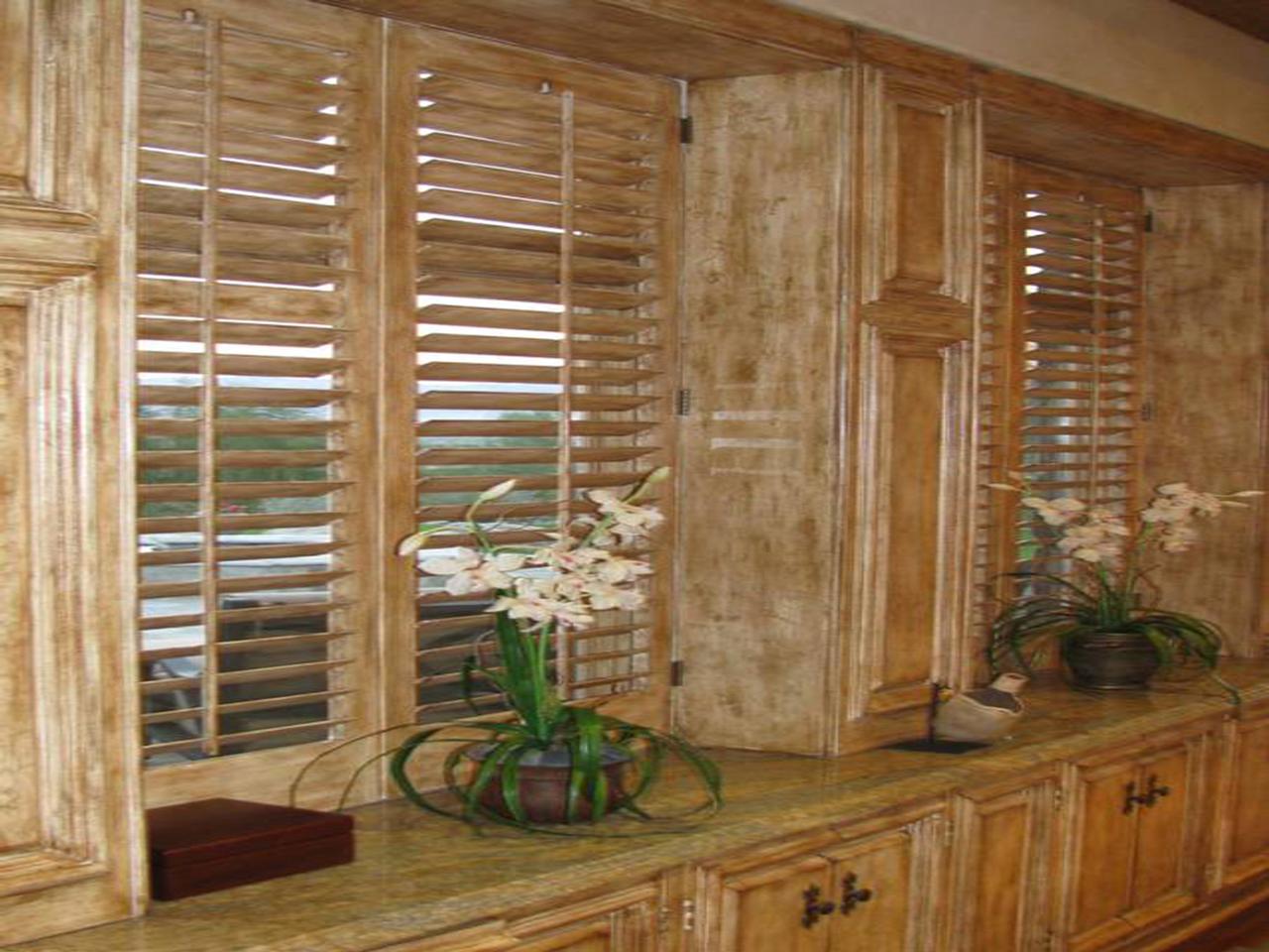 closeup interior window shutters