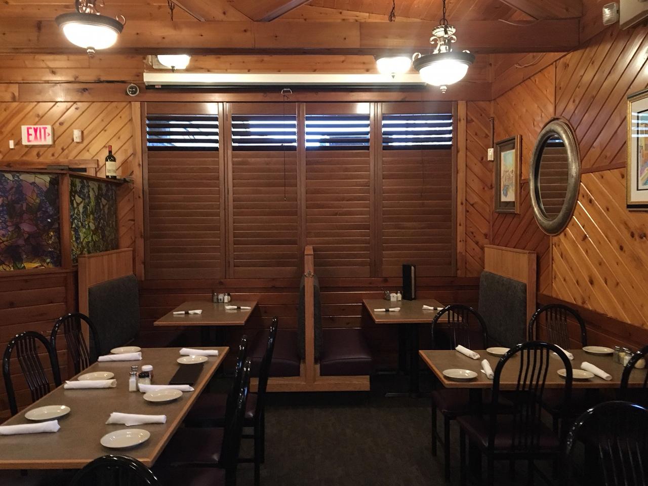 Stained shutters in a restaurant