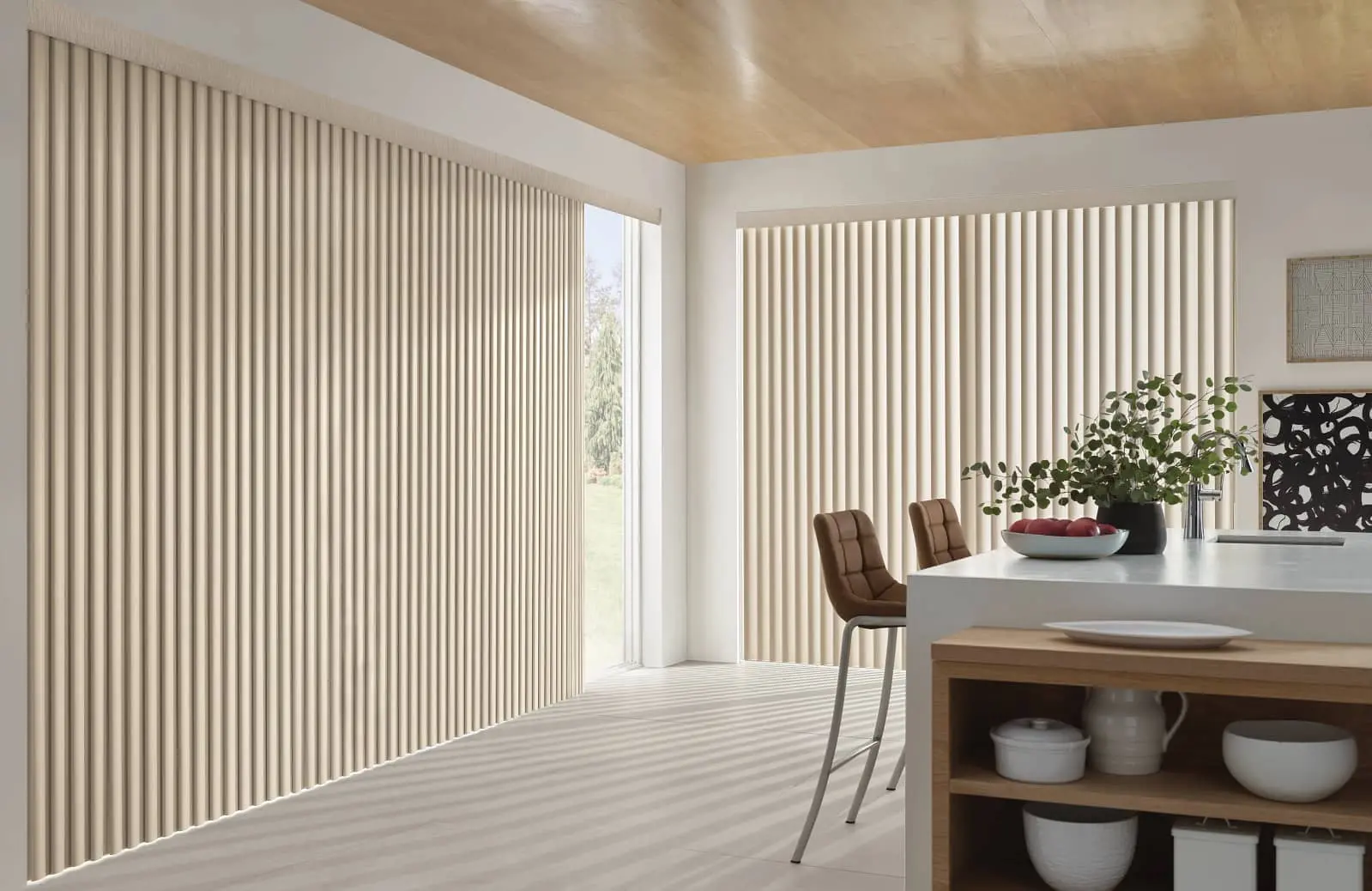 Cadence Soft Vertical Blinds in a dining room