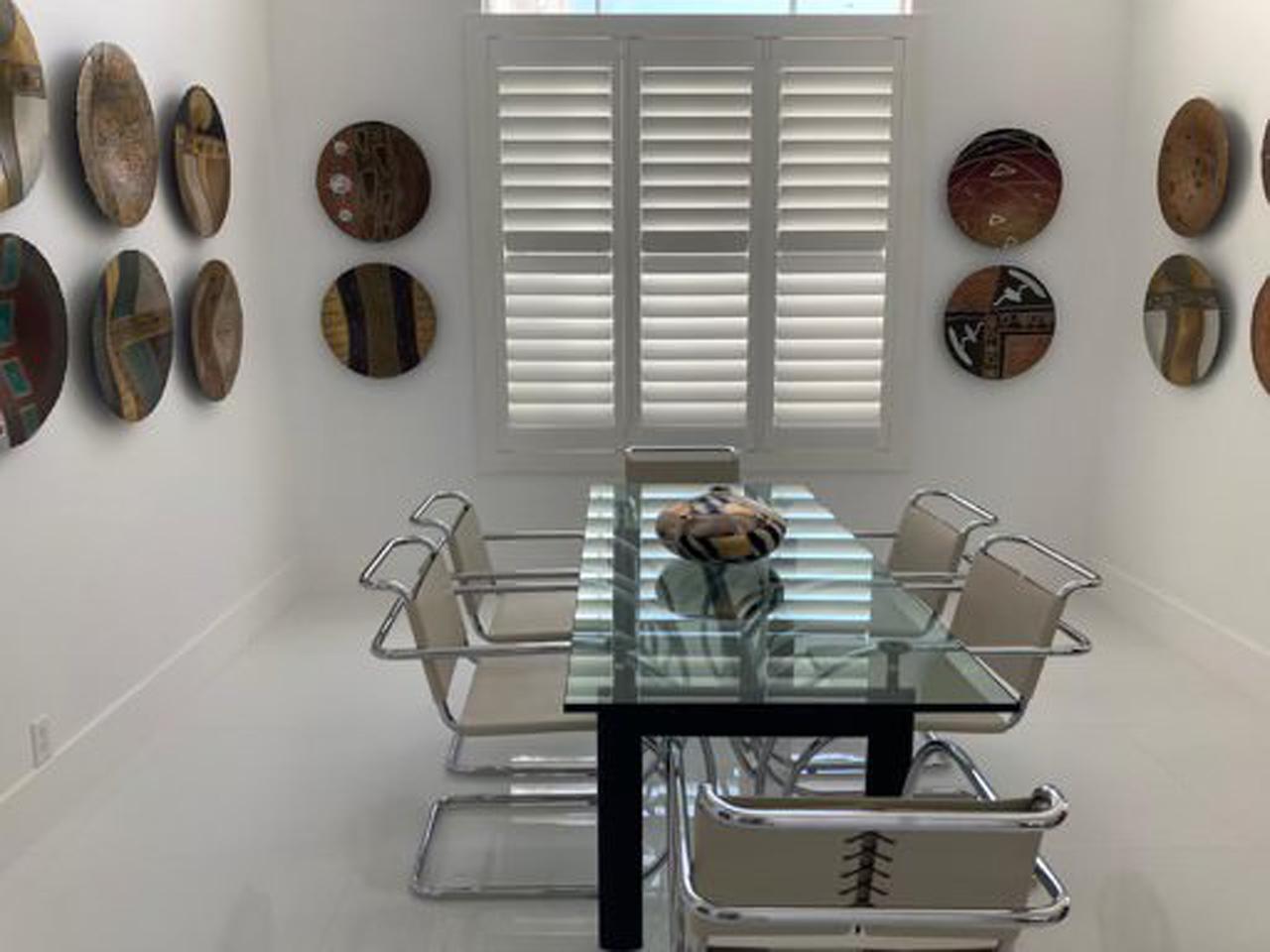 Dining room with plantation shutters