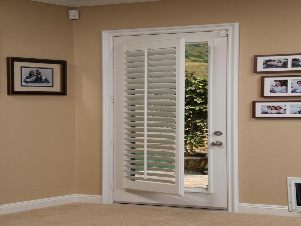 French door with interior shutters away from the window