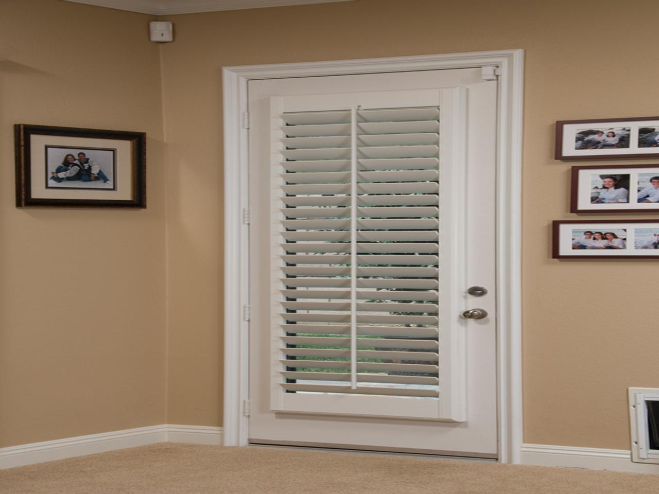 French door with plantation shutters