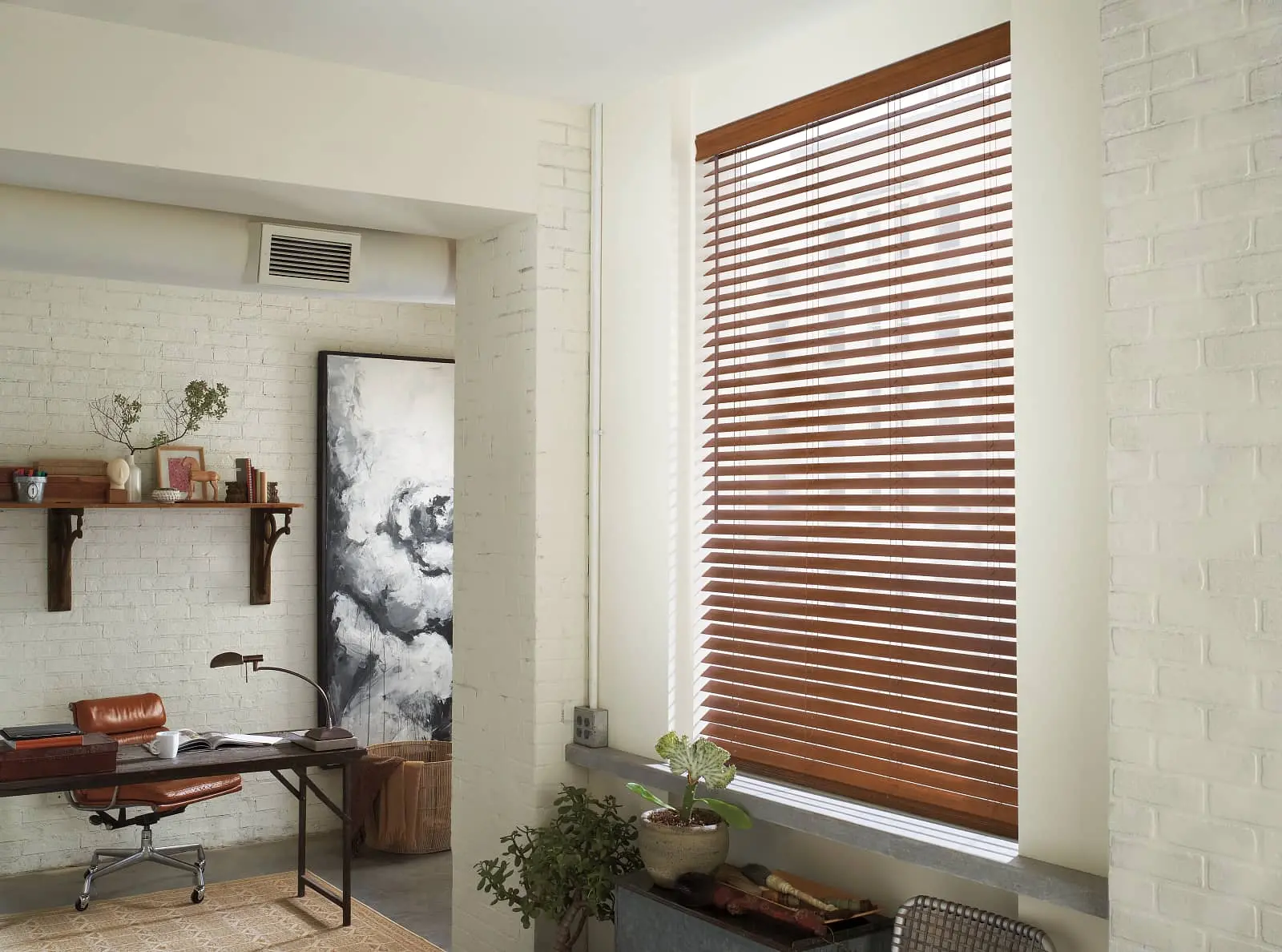 EverWood faux wood blinds in an office