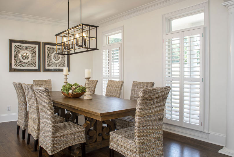 plantation shutters in a dining room