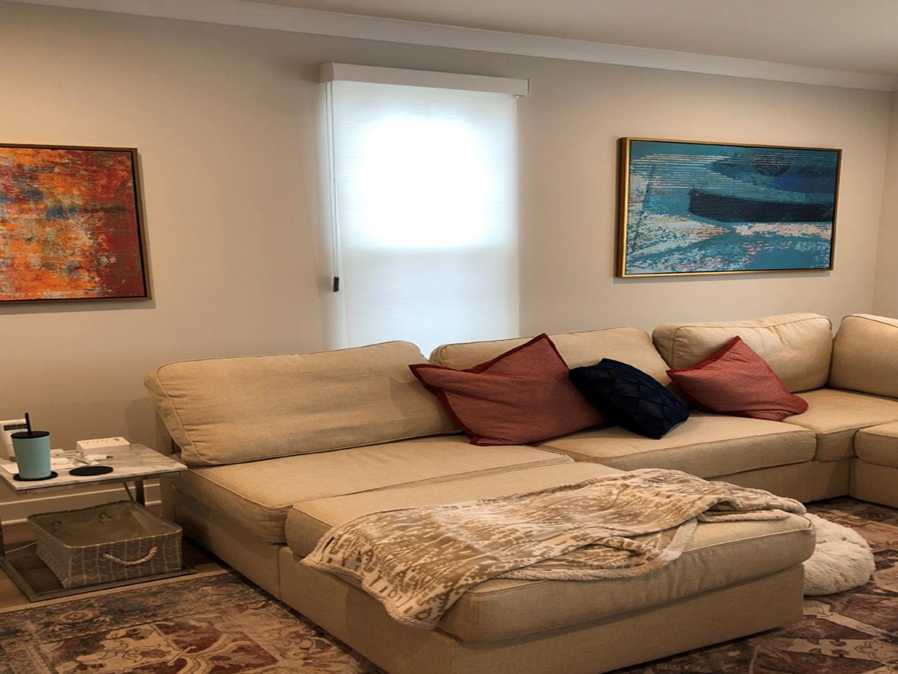 Honeycomb shades in living room