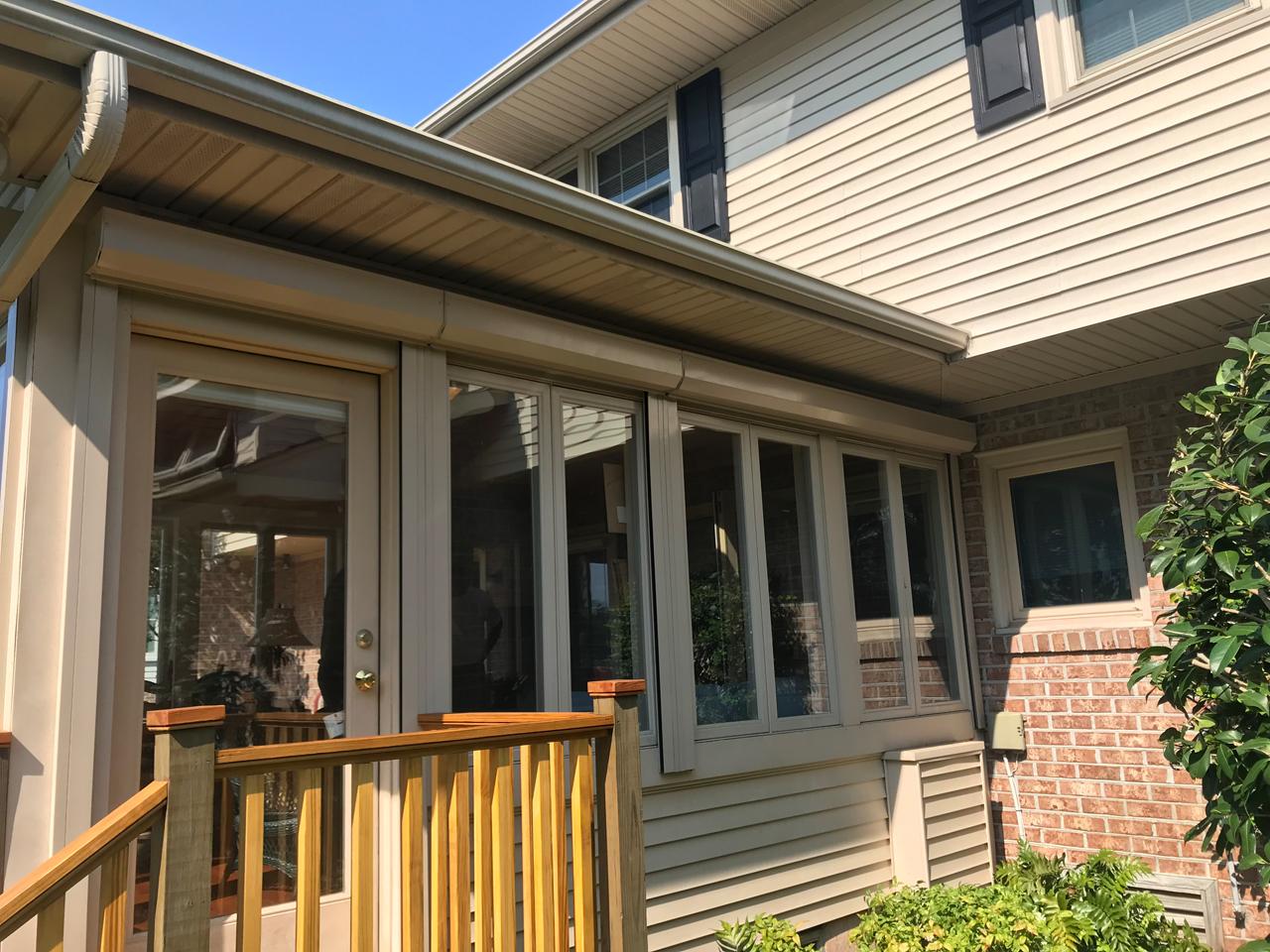 Hurricane shutters on a porch