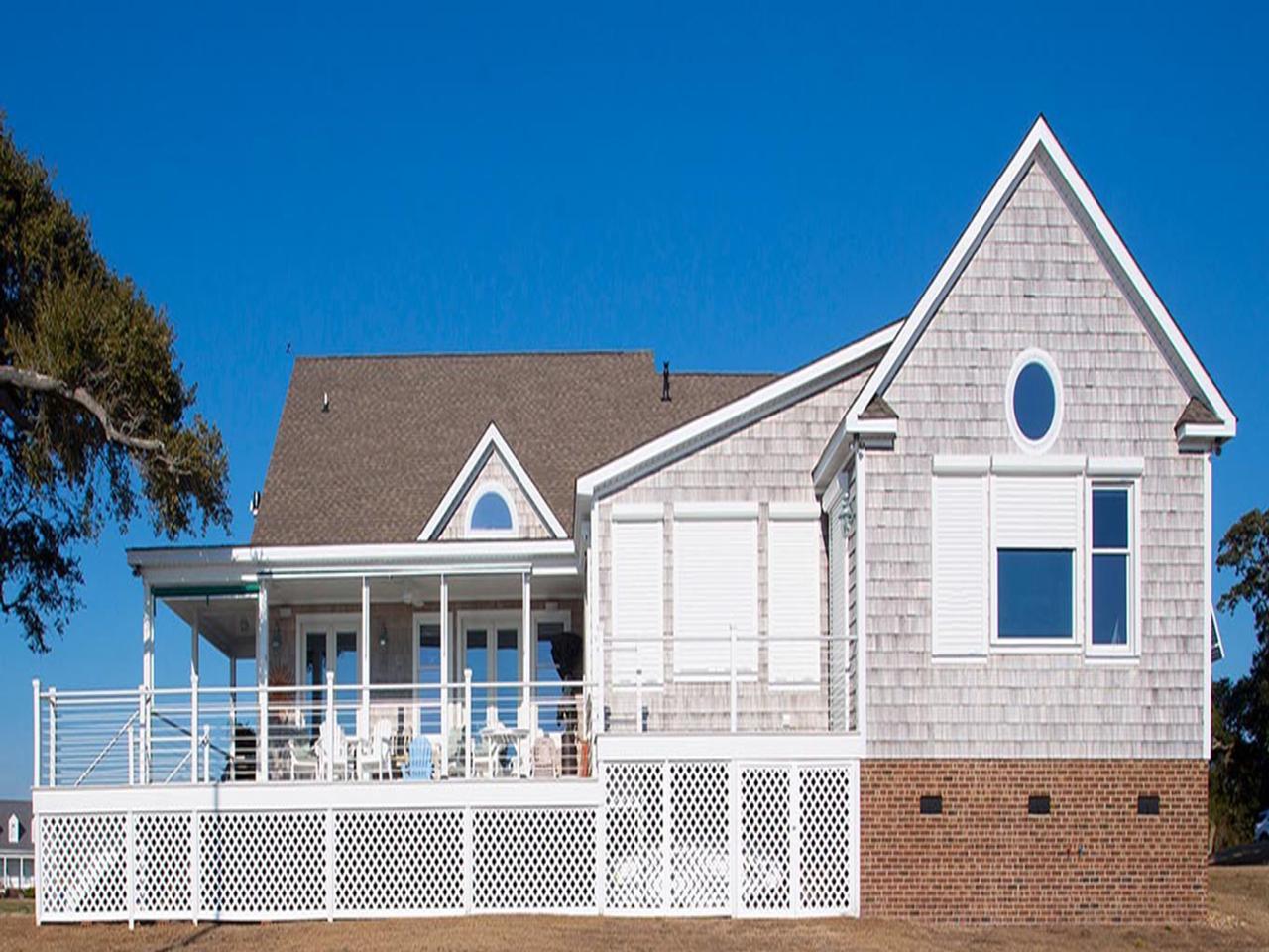 Hurricane shutters on a beach house