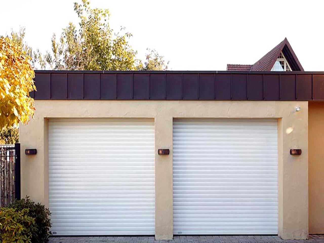 Storm shutters on a garage