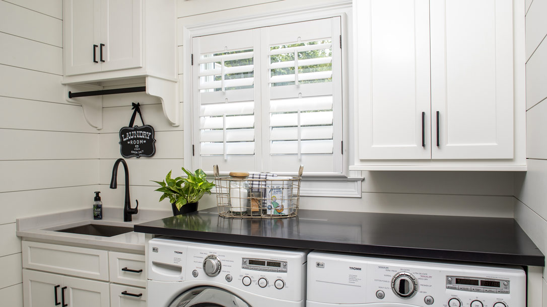 Heritage Shutters in Laundry Room