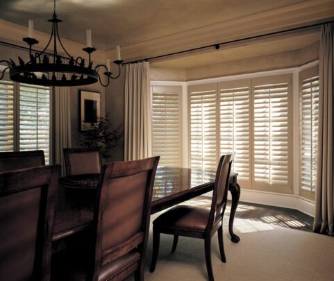 Heritance Hardwood Shutters bifold hinged formal dining room Heritance® Wood Shutters